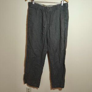 Men's 28 Palms 100% Linen Relaxed Fit Pull On Dress Casual Pants sz L 30L Gray